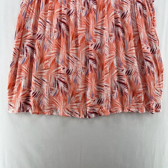Basic Editions Tank Top Womens Sz L Tropical Shirred Crinkle Sleeveless Orange - Picture 4 of 11